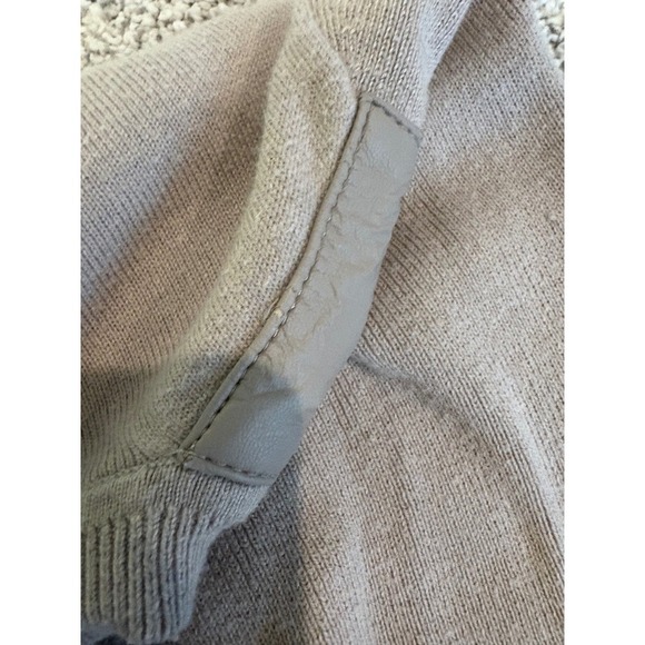 Banana Republic Sweater Top Small Beige Knit Long Sleeve Faux Leather - Picture 7 of 8